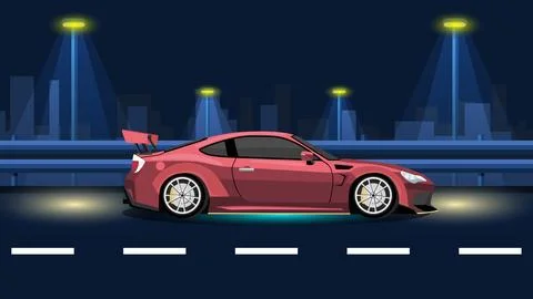 Vector flat color side view of sport racing speed street sedan car vehicle .. Stockillustratie