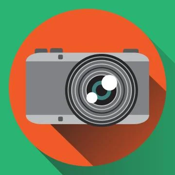 Vector flat colors photo camera Stock Illustration