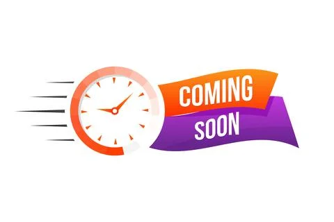 Vector flat coming soon background with clock Stock Illustration