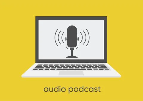 Vector flat concept of audio podcast. Subscription as business Stock Illustration