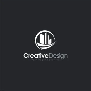 Vector flat construction company brand design template. Building, business co Ilustración de archivo