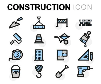 Vector flat construction icons set Illustrazione stock