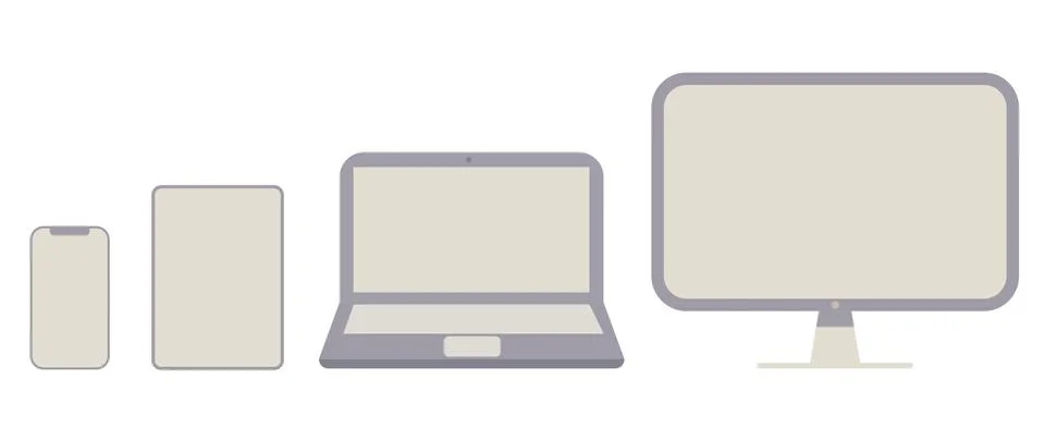 Vector flat contamination. Realistic set of monitor, laptop, tablet, smartp.. イラスト素材