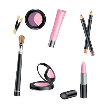 Vector flat cosmetics accessories set Stock Illustration