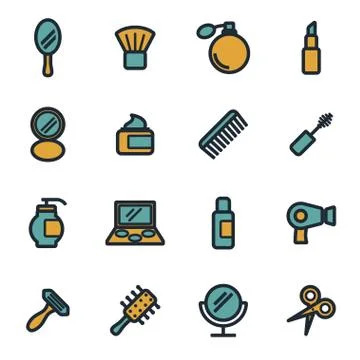 Vector flat cosmetics icons set Stock Illustration