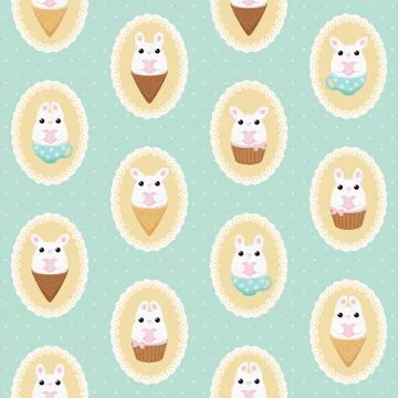 Vector flat creative bunny card 스톡 일러스트