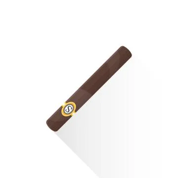 Vector flat cuban cigar illustration icon. Stock Illustration
