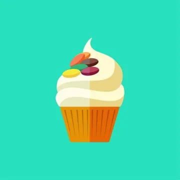 Vector flat cupcake Stock Illustration