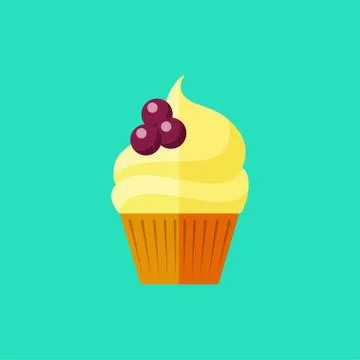 Vector flat cupcake Stock Illustration