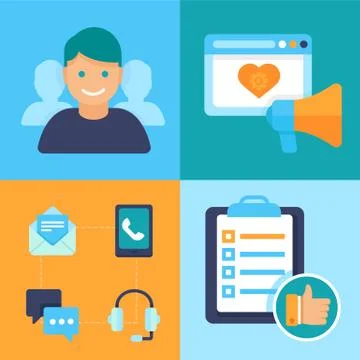 Vector flat customer experience concepts Stock Illustration