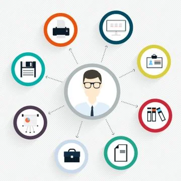 Vector flat customer office concept - icons and infographic design elements - 库存插图