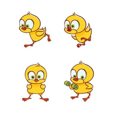 Vector flat cute chicken chick set Stock Illustration