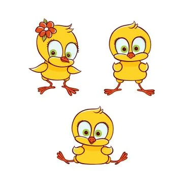 Vector flat cute chicken chick set Stock Illustration