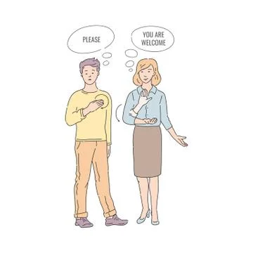 Vector flat deaf-mute people hand gesture language Stock Illustration