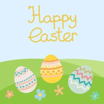 Vector flat decorative easter egg with lettring. Stock Illustration