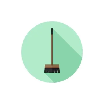 Vector Flat Design Broom Stock Illustration