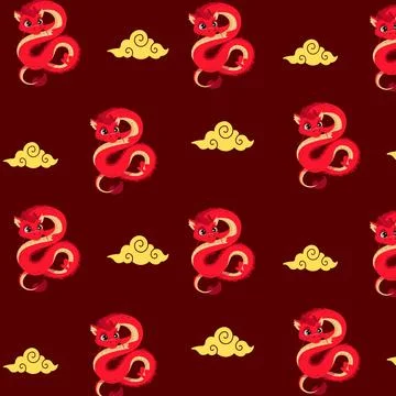 Vector flat design chinese dragon pattern Stock Illustration