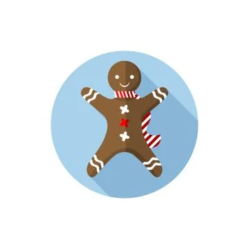 Vector flat design Christmas Gingerbread Man Stock Illustration