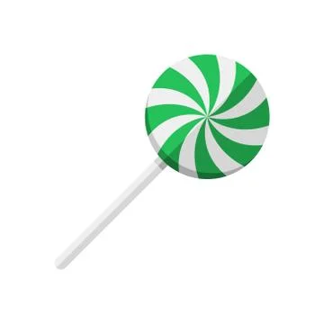 Vector flat design Christmas Green Swirl Lolipop Stock Illustration