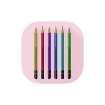 Vector Flat Design Colored Pencils Stock Illustration