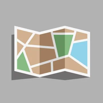 Vector flat design icon of a map with shadows Illustrazione stock