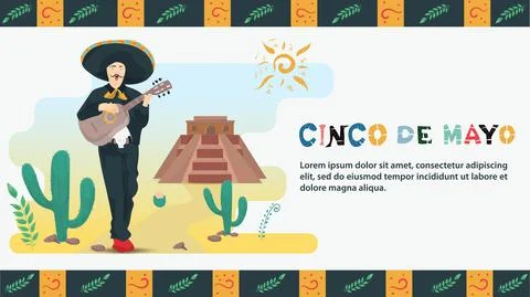 Vector flat design illustration on the theme of the Mexican holiday Cinco de Stock Illustration