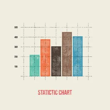 Vector flat design infographics statistics bar graph - grunge retro version Stock Illustration