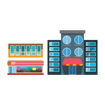 Vector flat design restaurant shop facade icon store city showcase street Ilustración de archivo