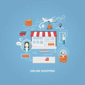 Vector flat design shopping concept Stock Illustration