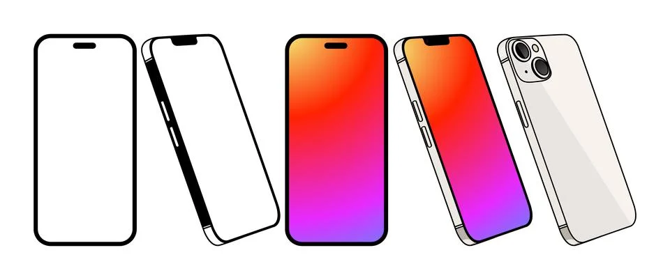 Vector flat design of smartphone with blank screen isolated on white backgrou Stock Illustration