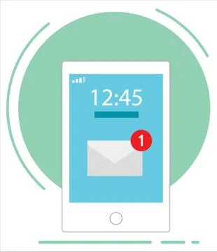 Vector Flat Design style smartphone with email app Stock Illustration
