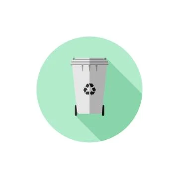 Vector Flat Design White Recycling Bin Stock Illustration