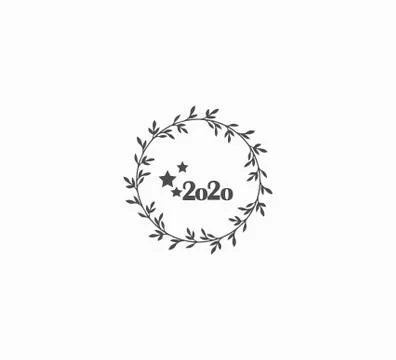 Vector flat design wreath and stars illustration - happy new year 2020 Stock Illustration