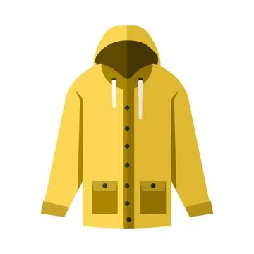 Vector Flat Design Yellow Raincoat Stock Illustration