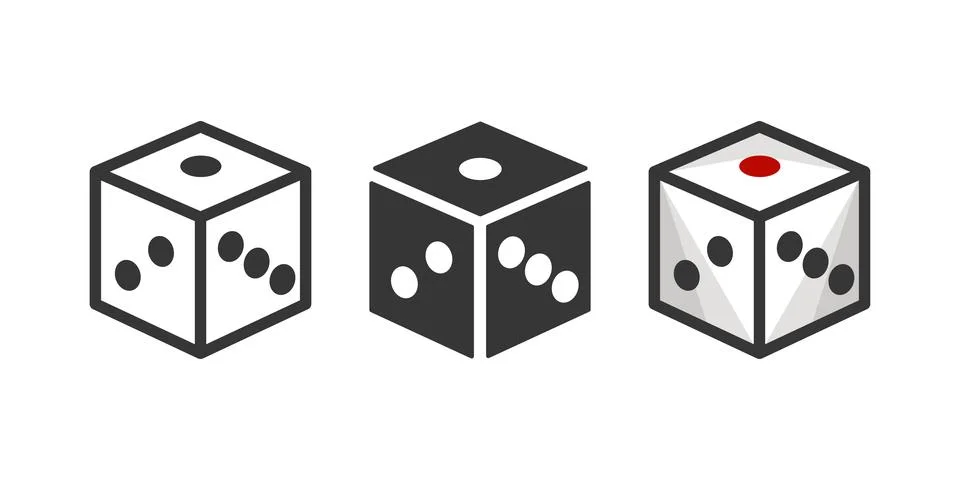 Vector Flat Dice Set, Isolated. Gambling Games Design, Casino, Poker, Tabletop Stock Illustration