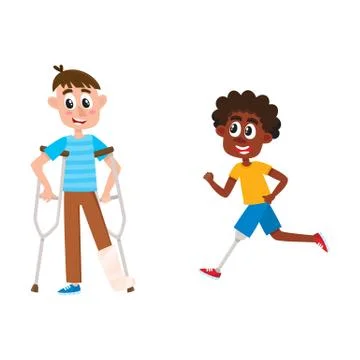 Vector flat disabled men set isolated Stock Illustration