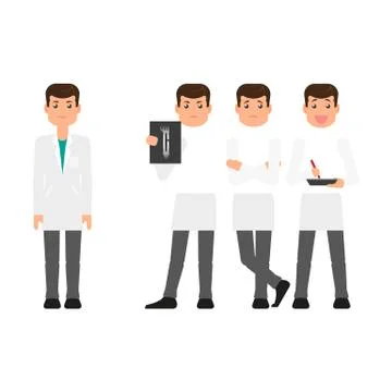 Vector flat doctor character construction set Stock Illustration