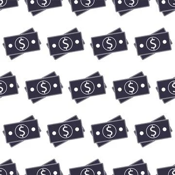 Vector flat dollar icon seamless pattern. Currency bill USD sign. The symbol  Stock Illustration
