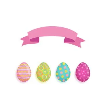 Vector flat easter decorated eggs set Illustrazione stock