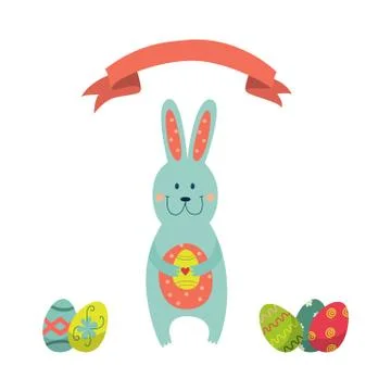 Vector flat easter symbols icon set Illustrazione stock