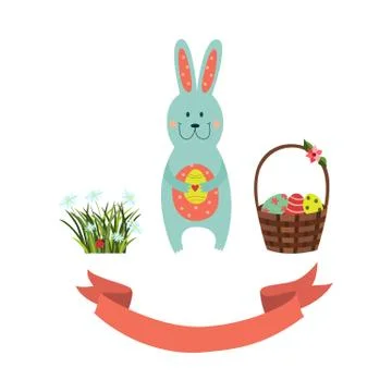 Vector flat easter symbols icon set Stock Illustration