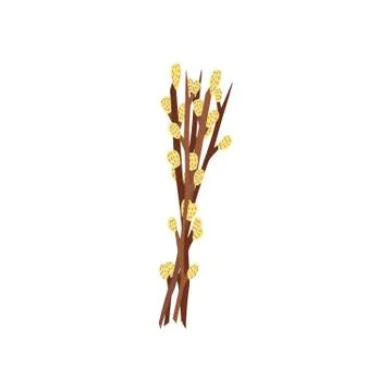 Vector flat easter willow twigs bouquet icon Stock Illustration