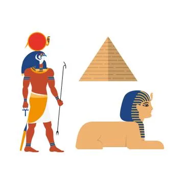 Vector flat egypt mythical symbols set Stock Illustration