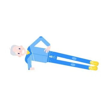 Vector flat elderly man in sportsuit side plant Stock Illustration