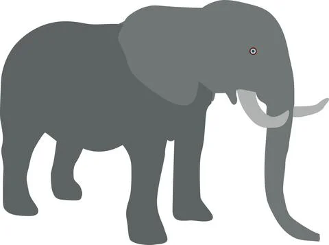 Vector Flat Elephant Art Illustration Stock Illustration
