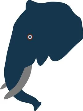 Vector Flat Elephant Art Illustration Stock Illustration