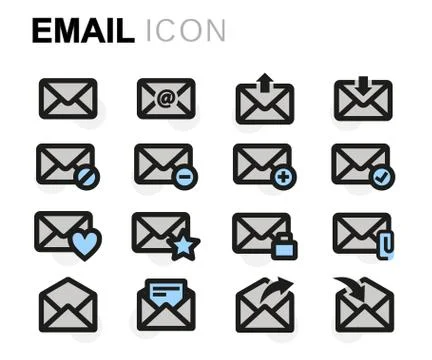 Vector flat email icons set Stock Illustration