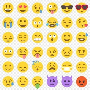 Vector Flat Emoticon big set Stock Illustration