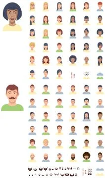 Vector flat faces icon set Stock Illustration