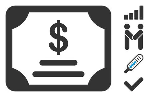 Vector Flat Financial Bond Icon with Bonus Icons Stock Illustration